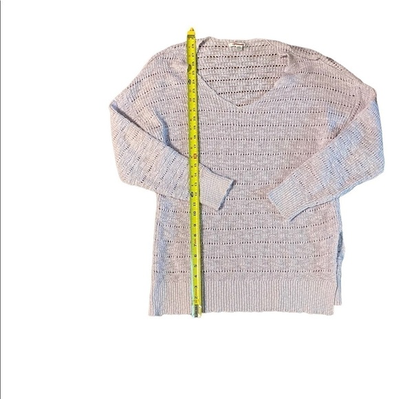 American Eagle Women's Open Stitch Knit Sweater Size M Pink V Neck Crochet - Picture 3 of 10